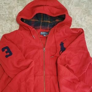 Polo Ralph Lauren Zip Up Hoodie Red Cotton XXL Men